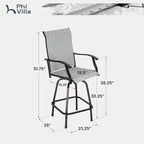 PHI VILLA Outdoor Swivel Patio Bar Stools Set of 6, 30 Inch Bar Height Tall - Image 3