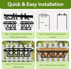 Halatool 2 Pack Heavy-Duty Metal Deck Railing Planter Box, 24 Inch - Image 6