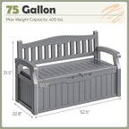 Homall 75 Gallon Outdoor Storage Benches Lockable Deck Box - Image 3