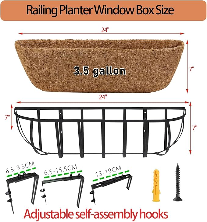 16'' Window Box Railing Planter - Image 5