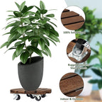 Yangbaga 2pack Plant Caddy 12’’Wood Duty Rolling Plant Stand - Image 4