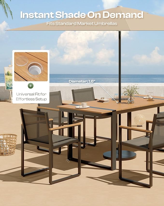 Outdoor Table and Chairs of 4, Patio Dining Sets, HDPS + Aluminum Outdoor - Image 2