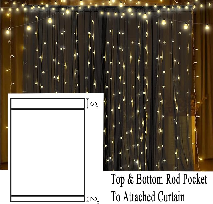 Extra Wide Outdoor Curtains Waterproof Black Voile Mesh Screen Lightweight - Image 6