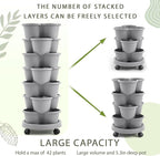 Umigy 2 Set Light Gray 7 Tier Stackable Vertical Planters - Image 5