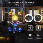 VCUTEKA Solar Lights Outdoor Metal Garden Stake Waterproof Crackle Glass Globe - Image 6