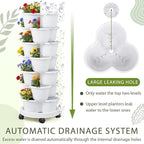 Umigy 2 Set White 7 Tier Stackable Vertical Planters - Image 4