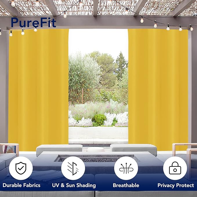 PureFit Outdoor Curtains for Patio Waterproof Weatherproof, UV Resistant - Image 3