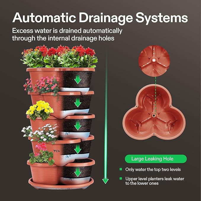 VIVOSUN 2-Pack 5 Tier Vertical Gardening Stackable Planter - Image 2