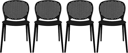 2xhome Set of 4 Patio Dining Chairs | Modern Stackable Outdoor Pool Side Chair by 2xhome