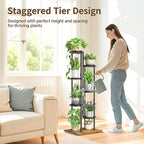 LASZOLA Black 6 Tier Plant Stand Indoor Heavy Duty Metal Planter Flower Holder - Image 2