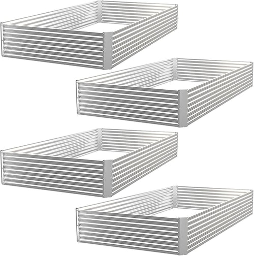 4 Pack Raised Beds for Gardening, Corrugated Galvanized Steel Raised Garden Bed by OZMSHF