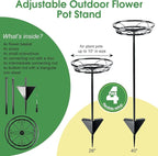 Tellingyou 4 Pack Adjustable Outdoor Flower Pot Stand, Metal Outdoor Plant - Image 3