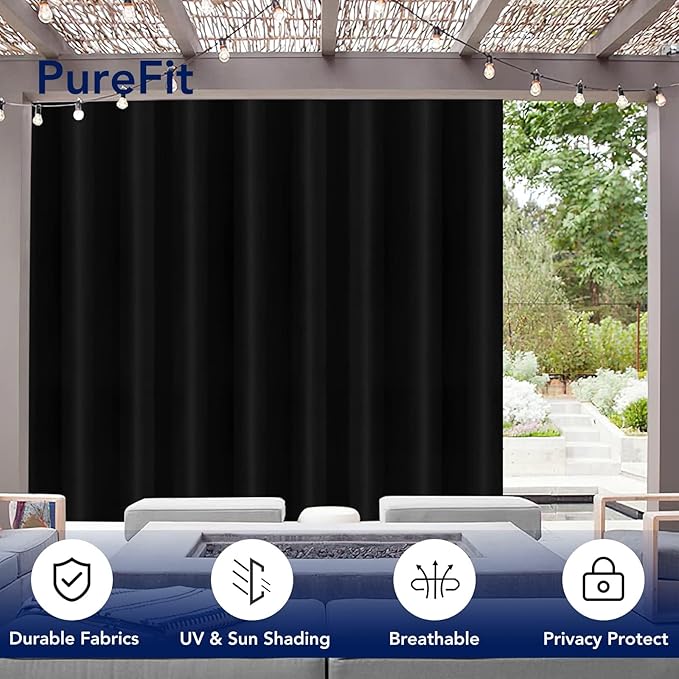 PureFit Outdoor Curtains for Patio Waterproof Weatherproof, UV Resistant - Image 3
