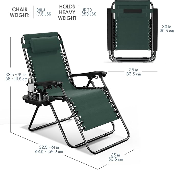 Nestl Zero Gravity Chairs Set of 2, Patio Lounge Chair Outdoor - Image 3