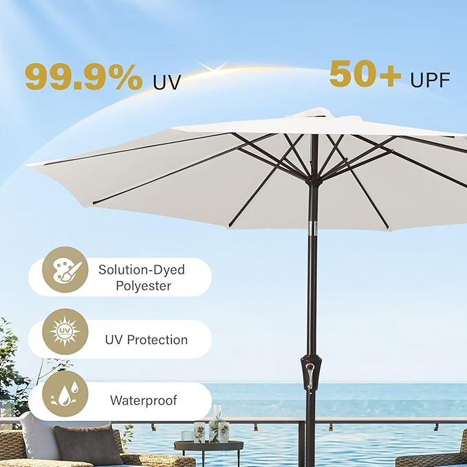 MEWAY 9ft Patio Umbrella Outdoor Table Umbrellas - Image 6