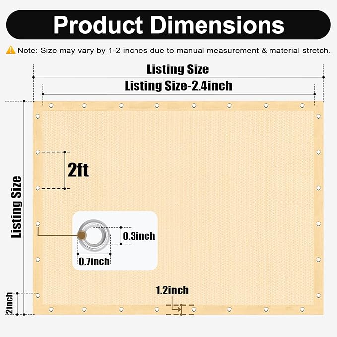 Artpuch 90% Sun Shade Cloth, 12 x 12 FT Pergola Shade Cover Canopy - Image 4