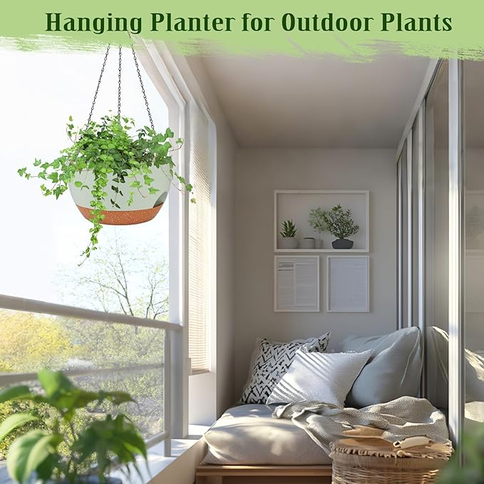 Hanging Planters for Outdoor Indoor Plants, 2 Pack 12 Inch Hanging Basket - Image 6