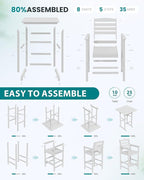 SERWALL 5 Pieces Adirondack Bar Chairs Set, HDPE Adirondack Barstools Chairs - Image 7