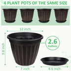 FGstyle 12 Inch Pots for Plants, 4 Pack Tall Planters, Large Flower Pots - Image 6