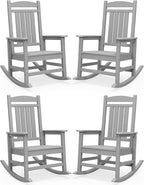 SERWALL HDPE Outdoor Rocking Chair Set of 4, Oversized Patio Rocking Chairs by SERWALL
