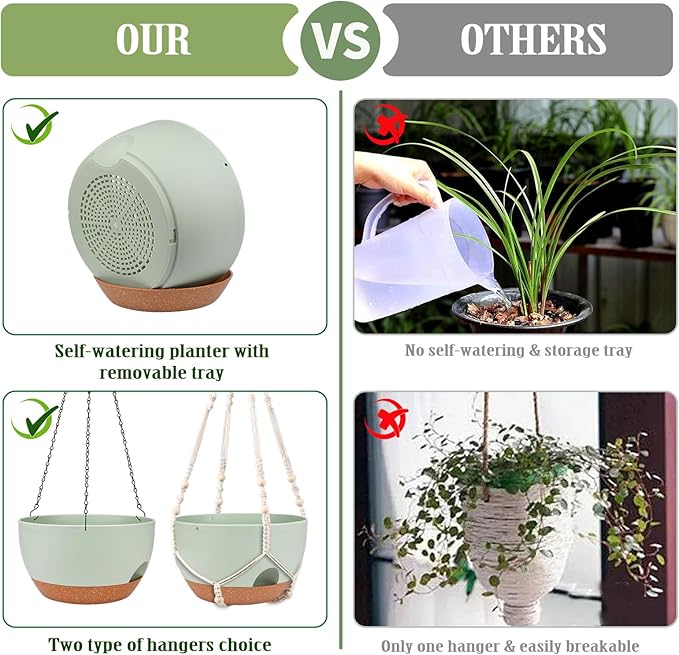 Hanging Planters for Outdoor Indoor Plants, 2 Pack 12 Inch Hanging Basket - Image 4