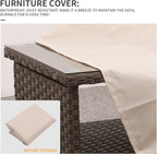 Outdoor Wicker Coffee Table Patio Furniture Garden Rattan 2-Layer Glass Table - Image 6