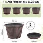 Large-Planter-Indoor-Outdoor Plant Pots, 14 inch 4 Pack Plastic Flower Pots - Image 3
