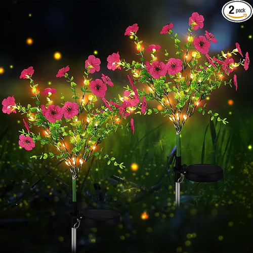 2 Pack Solar Stake Lights Outdoor Decor Waterproof Mums Artificial Flowers by Glooglitter
