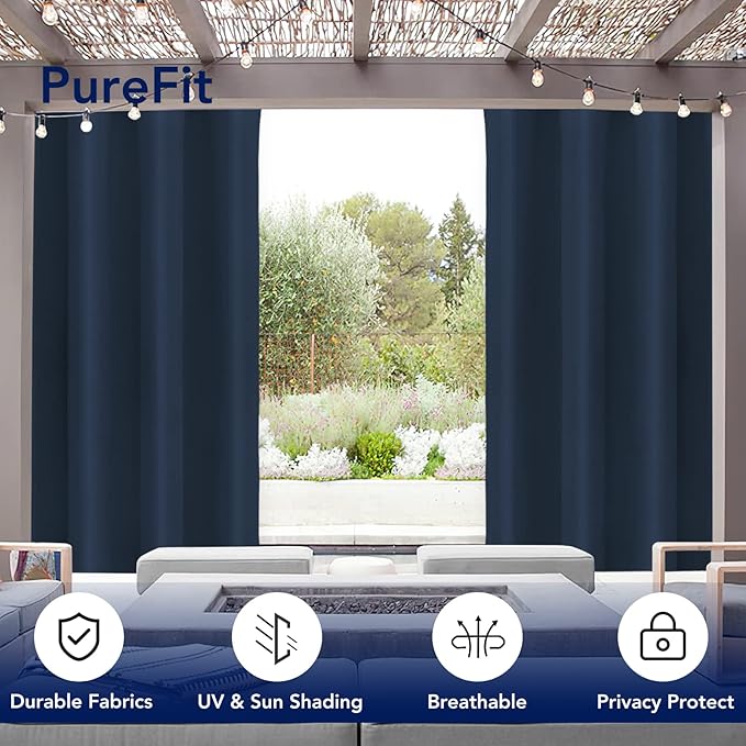 PureFit Outdoor Curtains for Patio Waterproof Weatherproof, UV Resistant - Image 3