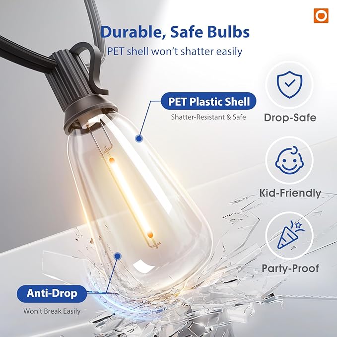 addlon 50FT LED Outdoor String Lights - Image 4