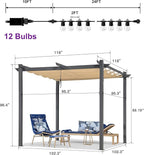 PURPLE LEAF 10' x 10' Aluminum Outdoor Pergola Modern Grape Trellis Retractable - Image 5