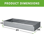 2PCS 8x4x1FT Galvanized Raised Garden Bed Kit, Vegetable Boxes-Rectangle Metal - Image 2