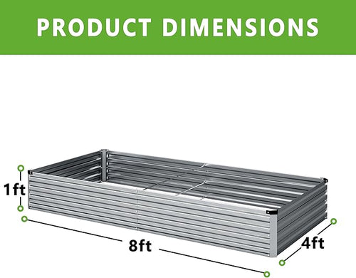 2PCS 8x4x1FT Galvanized Raised Garden Bed Kit, Vegetable Boxes-Rectangle Metal - Image 2