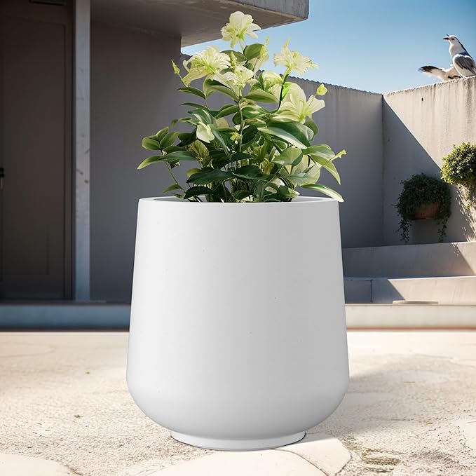 Kante 15.3" Dia Round Concrete Planter, Outdoor Indoor Large Plant Pots - Image 4