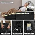 HANXIN 62" Chaise Lounge Chair Indoor, Oversized Corduroy Boneless Convertible - Image 5