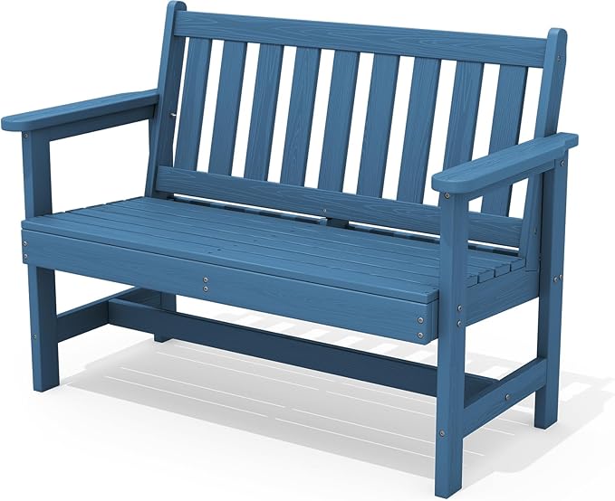 SERWALL Outdoor Bench, HDPE Outdoor Benches Weatherproof, 2-Person Garden Bench by SERWALL