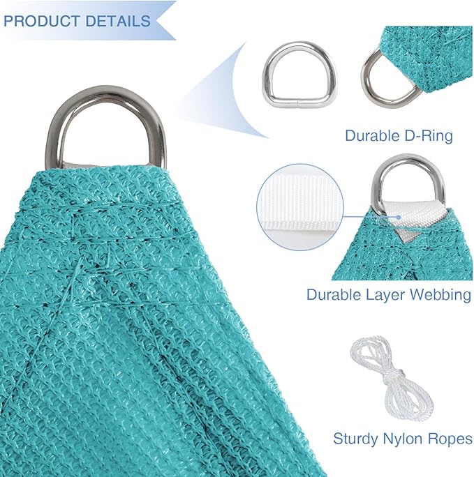 E&K Sunrise 21' x 21' x 21' Sun Shade Sail Triangle Canopy Shade Cover UV Block - Image 4