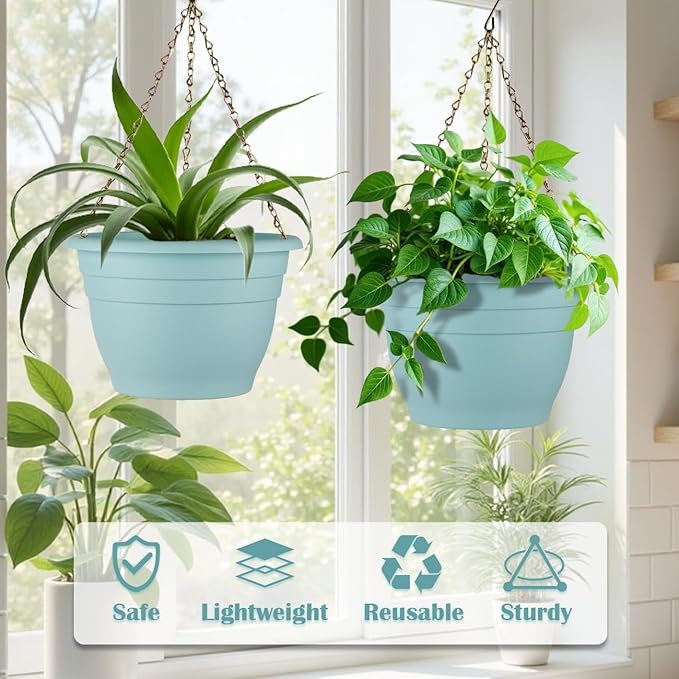 3 Pack 11 Inch Plant Pots with Drainage Hole and Plug, Durable Plastic Flower - Image 6