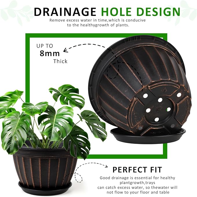 FGstyle 4 Pack Flower Pots, 8 Inch Plants Pot, Planters Pot - Image 3