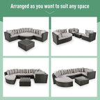 Merax 7-Piece Outdoor Wicker Sectional Sofa Set, Modular Rattan Conversation Set - Image 4