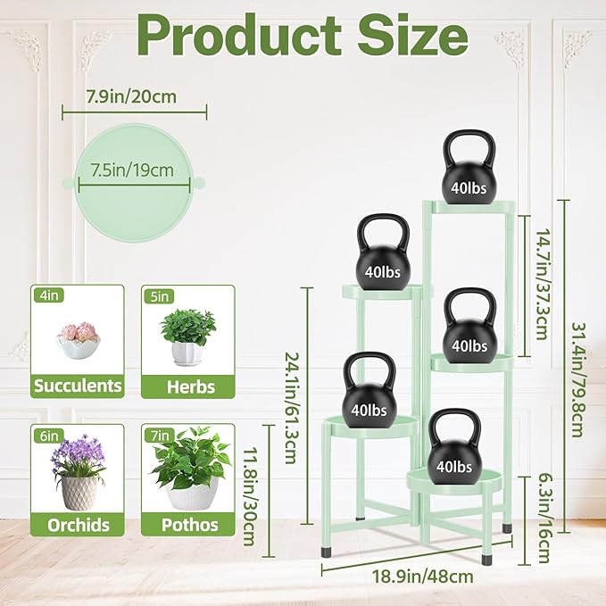 iDavosic.ly Plant Stand Indoor Outdoor, 5 Tier Corner Metal Flower Display - Image 3
