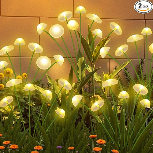 2PK 16LED Solar Garden Lights Outdoor, Mushroom Solar Lights Outdoor, IP65 by KAQ