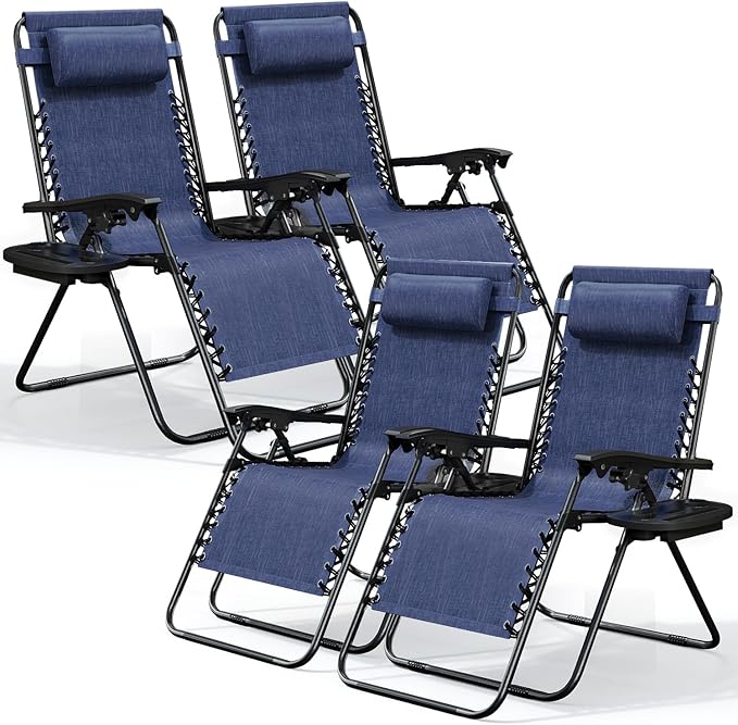 Nestl Zero Gravity Chairs Set of 4, Patio Lounge Chair Outdoor by Nestl