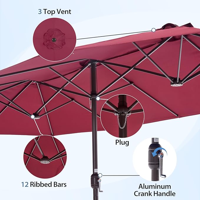 DUMOS 15FT Large Patio Umbrella - Image 4