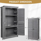 Outvita Outdoor Storage Cabinet, 63in Wooden Garden Tools Shed - Image 5