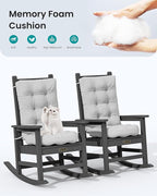 SERWALL HDPE Outdoor Rocking Chair Cushion Set of 4, Memory Foam Cushion - Image 5