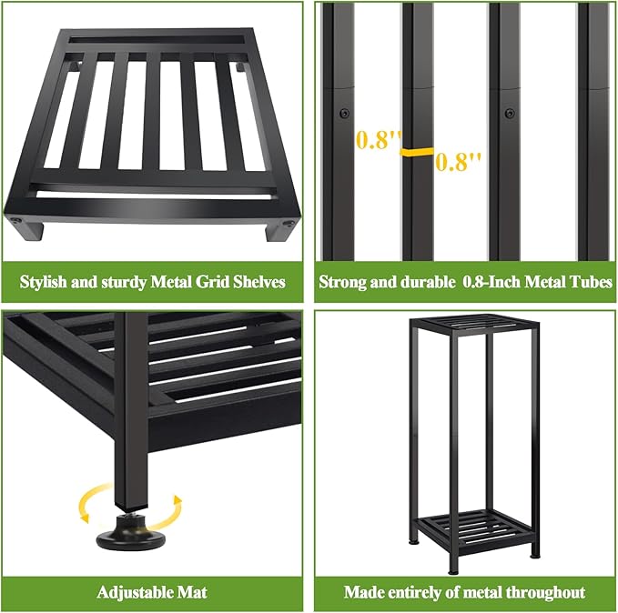 2-Pack Plant Stand Indoor Outdoor, Heavy Duty Wrought Iron Pedestal Stands - Image 4