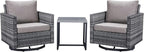Belord Outdoor Bistro Set 3 Piece Wicker Swivel Rocker Patio Chairs, Oversize by Belord