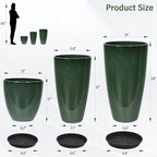 24/21/12 Inch Large Plastic Planter, Lightweight Ceramic-Look Tall Planters - Image 3