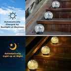 Solar Garden Lights Outdoor Waterproof, 6 Pack LEDs Cracked Glass Ball Light - Image 3